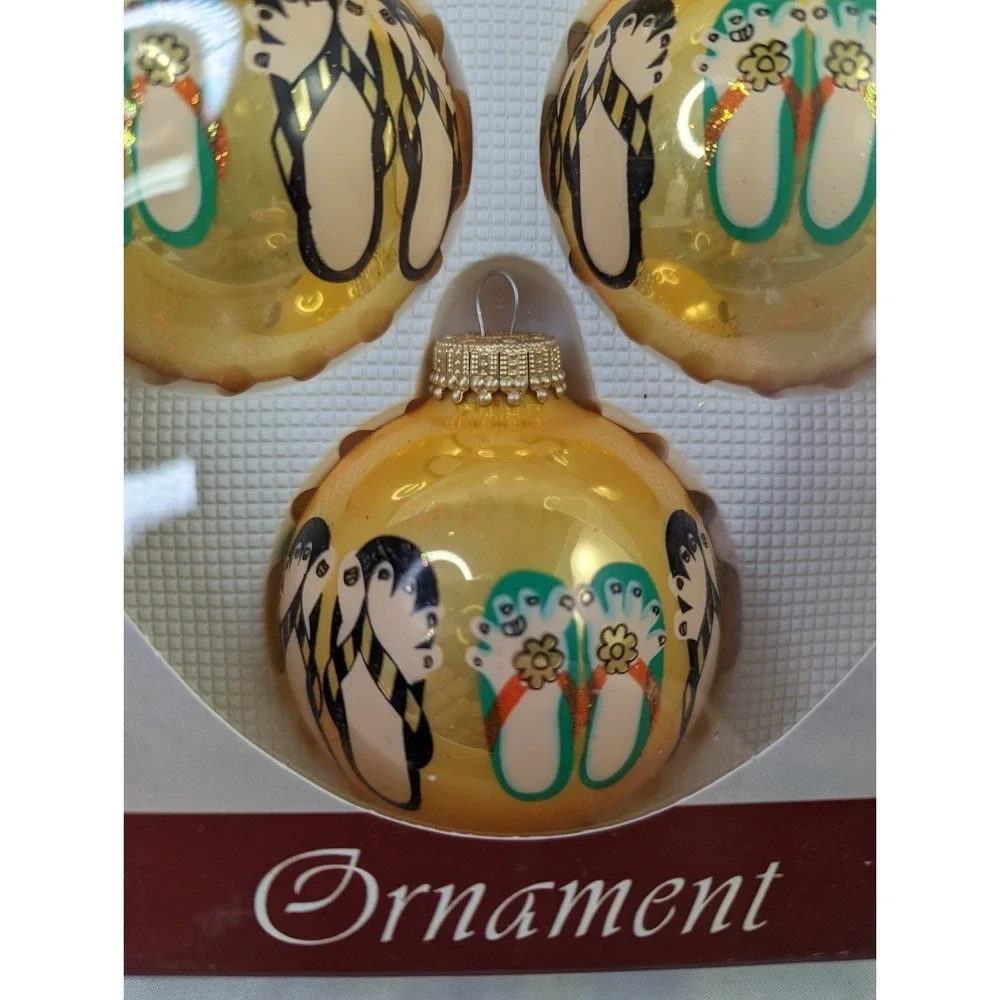Enchanted Forest Christmas Ornament Glass Gold Ornament Sandals‎ Feet Toes 2002